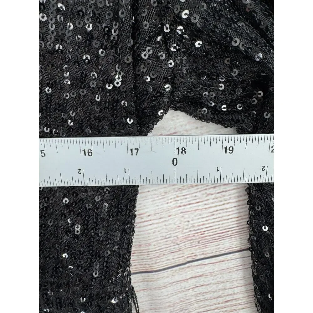 Betsey Johnson Dress‎ Womens Medium Sequin Long Sleeve V Neck Party Cocktail
